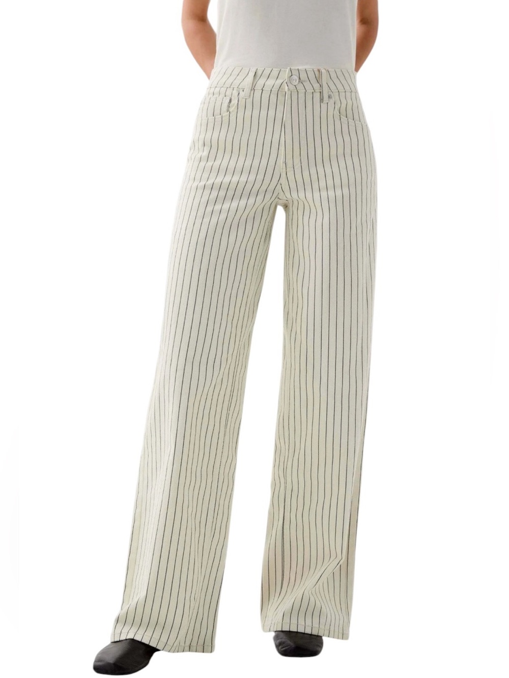 Scalpers pinstripe cream wide leg mid rise jeans excellent condition